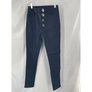 ACLER Womens 2 Jeans Skinny Tana Crop Slimming Button Front Stretch Black NWT